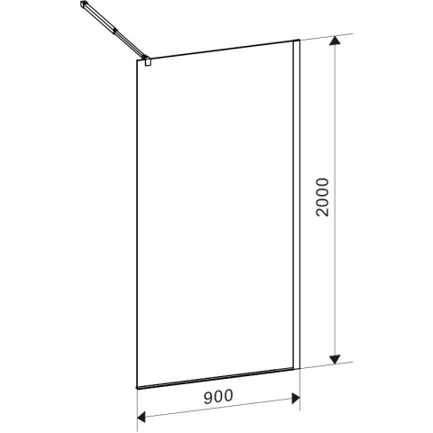 ŚCIANKA PRYSZNICOWA SH07C CZARNA 90 CM 8 MM