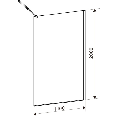 ŚCIANKA PRYSZNICOWA SH07E CZARNA 110 CM 8 MM