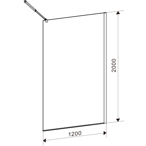 ŚCIANKA PRYSZNICOWA SH07F CZARNA 120 CM 8 MM