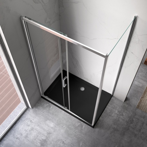 KABINA PRYSZNICOWA PROSTOKĄTNA Z BRODZIKIEM KZ103A/SXL03C CHROM/CZARNY 100x80 CM