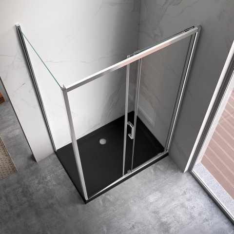 KABINA PRYSZNICOWA PROSTOKĄTNA Z BRODZIKIEM KZ103A/SXL03C CHROM/CZARNY 100x80 CM