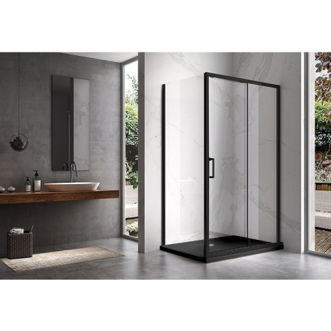 KABINA PRYSZNICOWA PROSTOKĄTNA Z BRODZIKIEM KZ104C/SXL04C CZARNA/CZARNY 120x90 CM