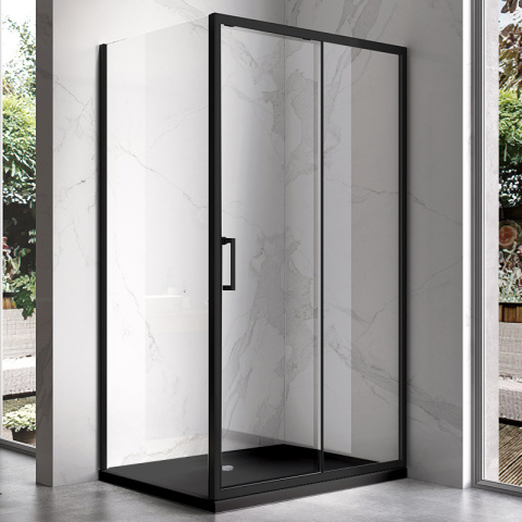 KABINA PRYSZNICOWA PROSTOKĄTNA Z BRODZIKIEM KZ104C/ST04C CZARNA/CZARNY 120x90 CM