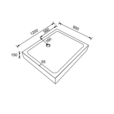 KABINA PRYSZNICOWA PROSTOKĄTNA Z BRODZIKIEM KZ104C/SXL04C CZARNA/CZARNY 120x90 CM