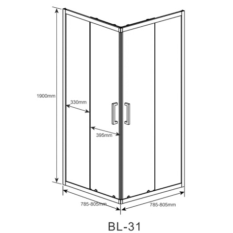 KABINA PRYSZNICOWA KWADRATOWA BL31A CZARNA 80x80 CM