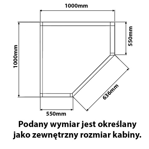 KABINA PRYSZNICOWA PIĘCIOKĄTNA KZ10C CHROM 100x100 CM