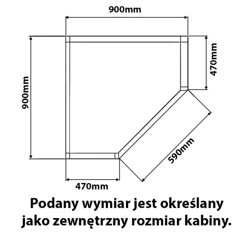 KABINA PRYSZNICOWA PIĘCIOKĄTNA KZ91B CHROM 90x90 CM