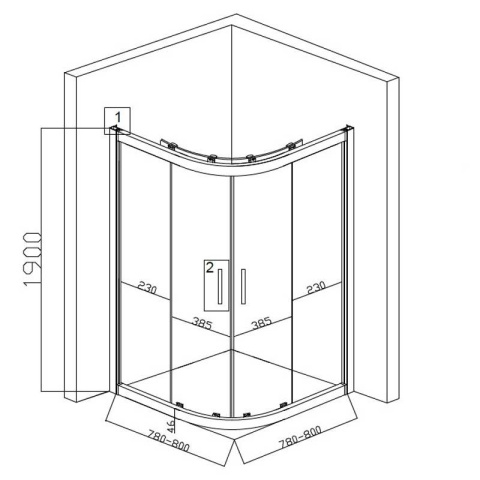 KABINA PRYSZNICOWA PÓŁOKRĄGŁA Z BRODZIKIEM KZ101A/SXL01A CHROM/BIAŁY 80x80 CM