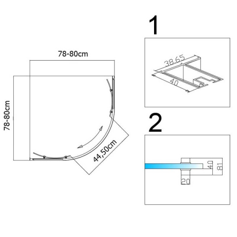 KABINA PRYSZNICOWA PÓŁOKRĄGŁA Z BRODZIKIEM KZ101A/SXL01A CHROM/BIAŁY 80x80 CM