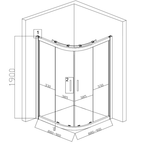 KABINA PRYSZNICOWA PÓŁOKRĄGŁA Z BRODZIKIEM KZ101B/ST01B CHROM/BIAŁY 90x90 CM