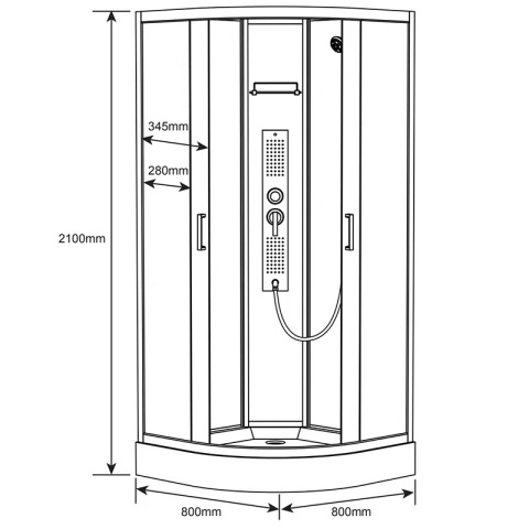 KABINA PRYSZNICOWA Z HYDROMASAŻEM WSH311A 80x80 CM