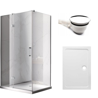 KABINA PRYSZNICOWA PROSTOKĄTNA Z BRODZIKIEM KZ02B/ST03A CHROM/BIAŁY 100x80 CM
