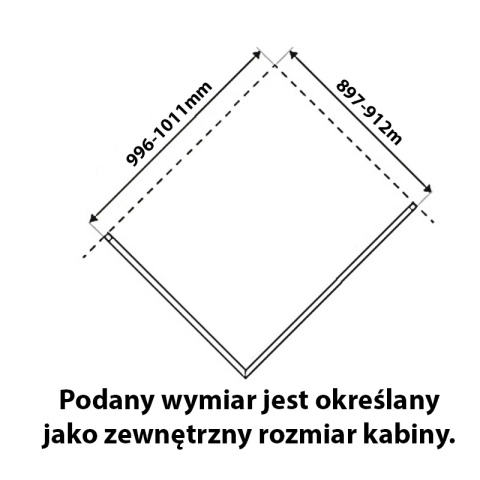 KABINA PRYSZNICOWA PROSTOKĄTNA Z BRODZIKIEM KZ03A/ST04A CHROM/CZARNY 100x90 CM