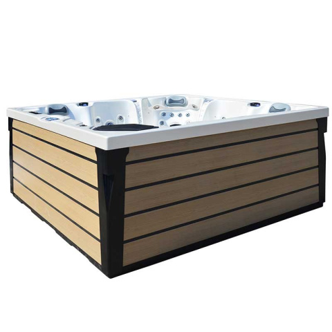 JACUZZI OGRODOWE WANNA SPA340 CAPPUCCINO OBUDOWA NATURALNA DESKA 220x220 CM