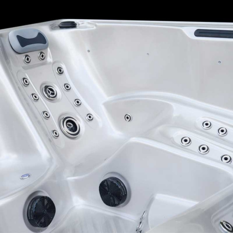 JACUZZI OGRODOWE WANNA SPA340 CAPPUCCINO OBUDOWA NATURALNA DESKA 220x220 CM