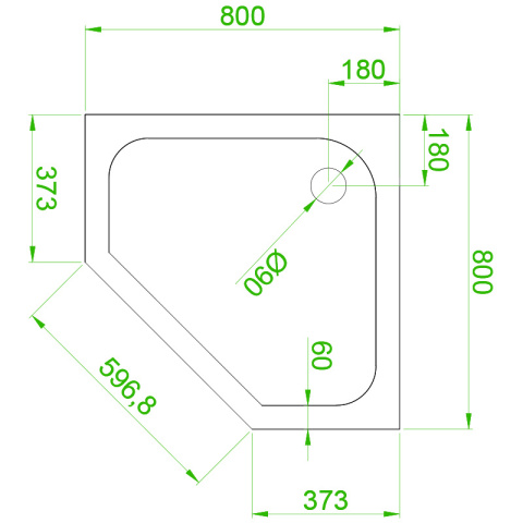 BRODZIK PRYSZNICOWY PIĘCIOKĄTNY SLIM ST07A BIAŁY 80x80 CM