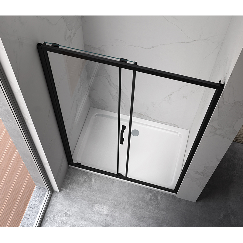 Drzwi Prysznicowe Przesuwne KZ14B BLACK 105-110cm SZKŁO 6MM ścianka
