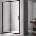 Drzwi Prysznicowe Przesuwne KZ14D Czarne 125-130cm szkło 6mm