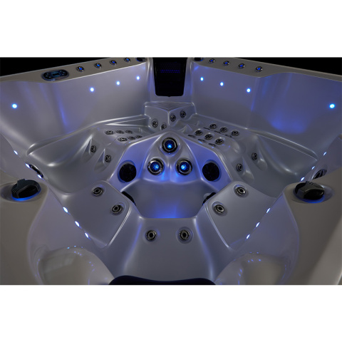 JACUZZI OGRODOWE WANNA SPA745 BIAŁĄ PERŁA OBUDOWA KAWA 200x200 CM