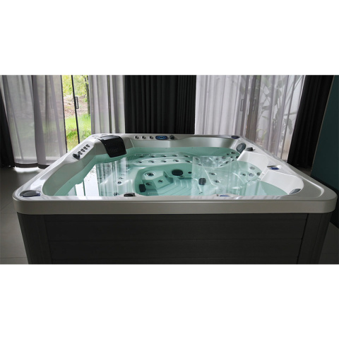 JACUZZI OGRODOWE WANNA SPA744 BIAŁA PERŁA OBUDOWA SZARA 210x210 CM