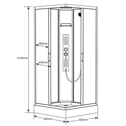 KABINA PRYSZNICOWA Z HYDROMASAŻEM WSH312A 80x80 CM