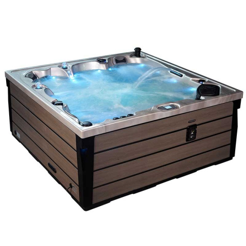 JACUZZI OGRODOWE WANNA SPA340ECO CAPPUCCINO OBUDOWA SZARA DESKA 220x220 CM