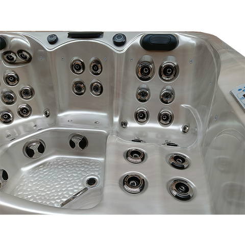 JACUZZI OGRODOWE WANNA SPA344 CAPPUCCINO OBUDOWA SZARA DESKA 210x210 CM