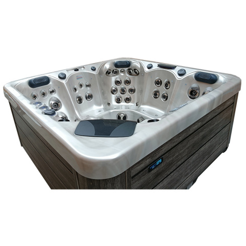 JACUZZI OGRODOWE WANNA SPA344 CAPPUCCINO OBUDOWA SZARA DESKA 210x210 CM