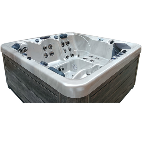 JACUZZI OGRODOWE WANNA SPA344 CAPPUCCINO OBUDOWA SZARA DESKA 210x210 CM