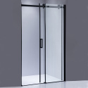Drzwi Prysznicowe Przesuwne z brodzikiem SH03C Czarne 105-110cm szkło 8mm+ST05D Biały