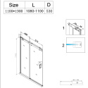 Drzwi Prysznicowe Przesuwne z brodzikiem SH03C Czarne 105-110cm szkło 8mm+ST05D Biały