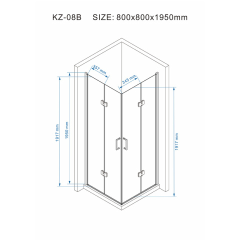 KABINA PRYSZNICOWA KWADRATOWA Z BRODZIKIEM KZ08B/SXL02A CZARNA/BIAŁY 80x80 CM