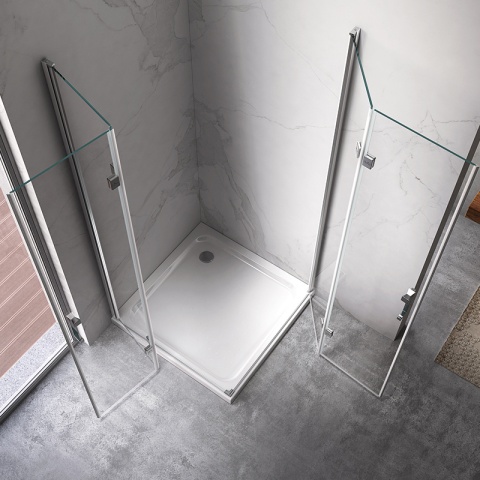 KABINA PRYSZNICOWA KWADRATOWA Z BRODZIKIEM KZ08C/ST02B CHROM/BIAŁY 90x90 CM