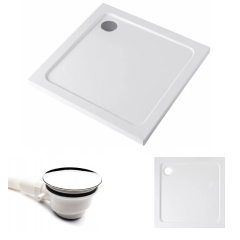 KABINA PRYSZNICOWA KWADRATOWA Z BRODZIKIEM KZ08C/ST02B CHROM/BIAŁY 90x90 CM