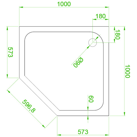 BRODZIK PRYSZNICOWY PIĘCIOKĄTNY SLIM ST07C BIAŁY 100x100 CM