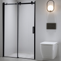 Drzwi Prysznicowe Przesuwne z brodzikiem SH03D Czarny 115-120cm szkło 8mm+ST06C Biały