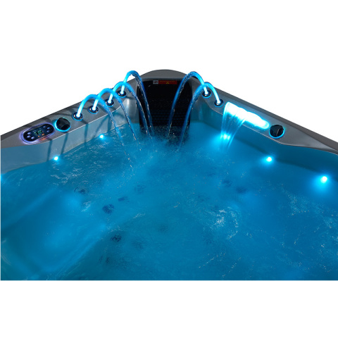 JACUZZI OGRODOWE WANNA SPA741 BIAŁA PERŁA OBUDOWA KAWA 200x200 CM