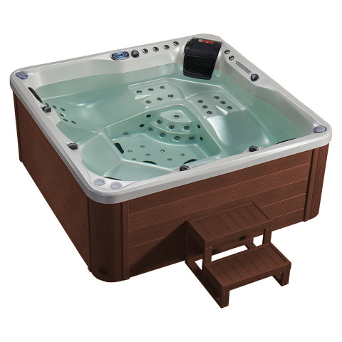 JACUZZI OGRODOWE WANNA SPA741 BIAŁA PERŁA OBUDOWA KAWA 200x200 CM