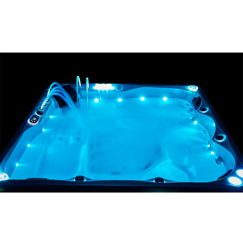 JACUZZI OGRODOWE WANNA SPA741 BIAŁA PERŁA OBUDOWA ANTRACYT 200x200 CM