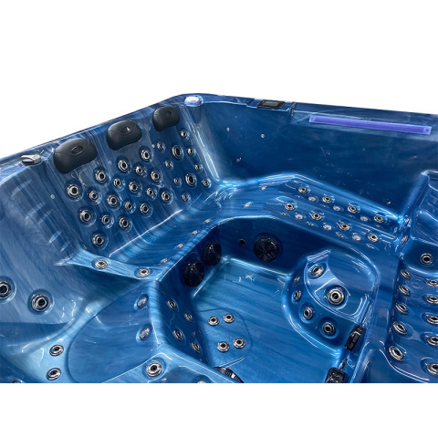 JACUZZI OGRODOWE WANNA SPA743 NIEBIESKA FALA OCEANU OBUDOWA KAWA 220x220 CM