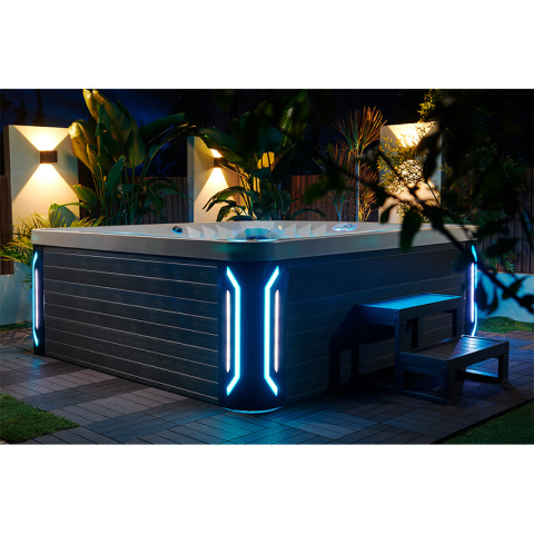 JACUZZI OGRODOWE WANNA SPA741 NIEBIESKA FALA OCEANU OBUDOWA KAWA 200x200 CM