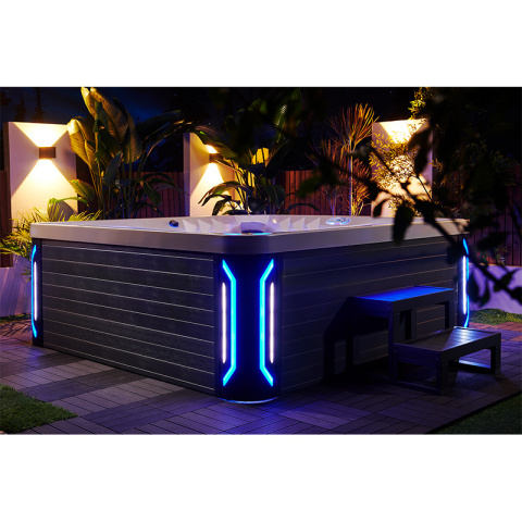 JACUZZI OGRODOWE WANNA SPA741 NIEBIESKA FALA OCEANU OBUDOWA KAWA 200x200 CM