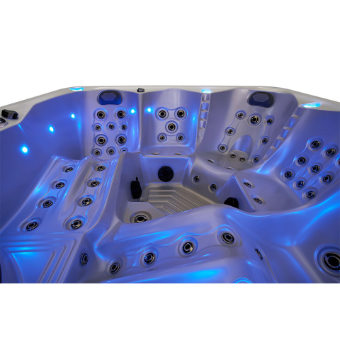 JACUZZI OGRODOWE WANNA SPA744 NIEBIESKA FALA OCEANU OBUDOWA SZARA 210x210 CM