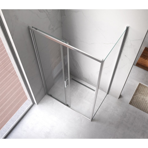 KABINA PRYSZNICOWA PROSTOKĄTNA Z BRODZIKIEM KZ103A/SXL03C CHROM/CZARNY 100x80 CM