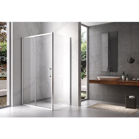 KABINA PRYSZNICOWA PROSTOKĄTNA Z BRODZIKIEM KZ103A/SXL03C CHROM/CZARNY 100x80 CM