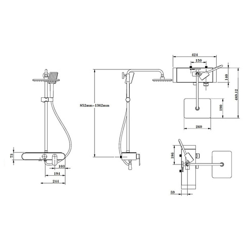 BATERIA PRYSZNICOWA NATYNKOWA F700B CZARNA LCD