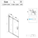 Drzwi prysznicowe przesuwne 115-120 SH03D Chrom + Brodzik 120x80 SXL03E Biały