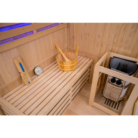 SAUNA FIŃSKA WYSOKOTEMPERATUROWA Z PIECEM OSLO2/HARVIA 3,5KW 1-2 OSOBOWA 120x120 CM