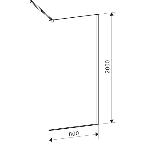 ŚCIANKA PRYSZNICOWA SH04B CZARNA 80 CM 8 MM