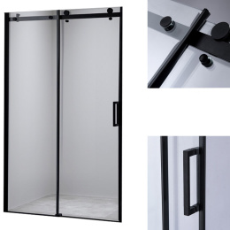 Drzwi Prysznicowe Przesuwne SH03D Czarny 115-120cm szkło 8mm